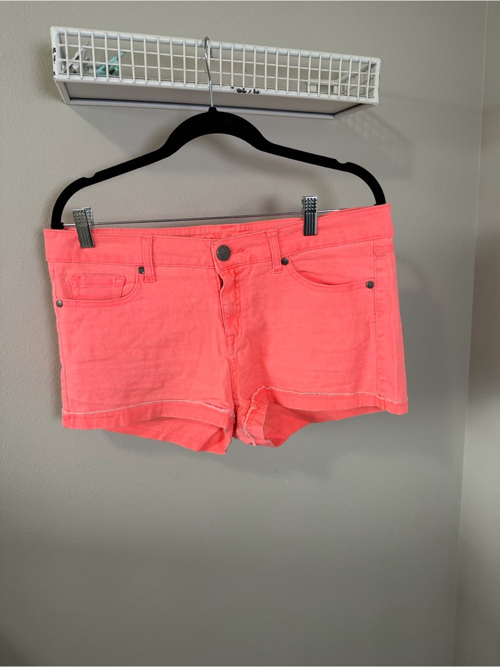 Reign Coral Pink Denim Short Shorts